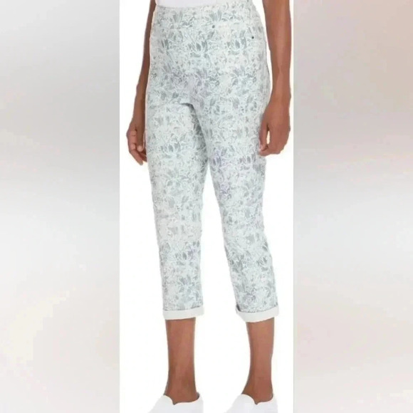 Mario‎ Serrani Comfort Stretch Pull On Cuff Capri Blue Tummy Control Sz.S NEW - Picture 1 of 10